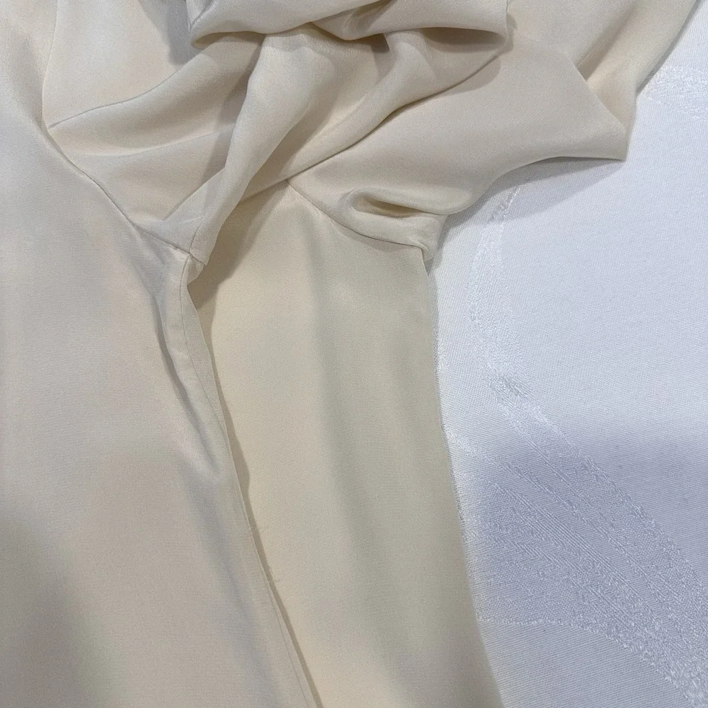 Tory Burch Size-8 Silk Embellished  Blouse 3/4 Sleeve Top‎ Ivory